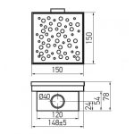 Душовий трап з нерж.сталі FD30-S150 150*150мм Koer SUS304 KR5884